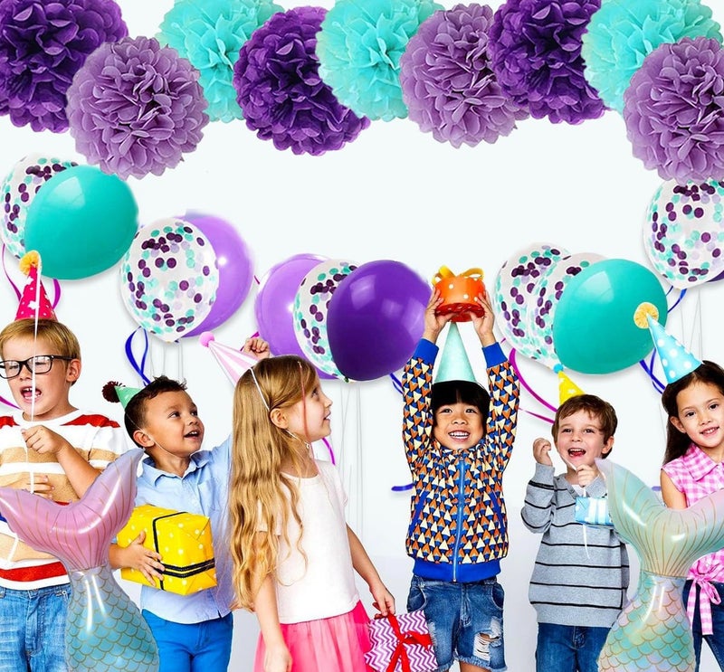 YESON Tissue Paper Pompoms Paper Flower 12 Pcs Purple,Blue Light Purple,Paper Flower Ball for Birthday Party Baby Shower Bridal Shower Party Decoration - Image 5